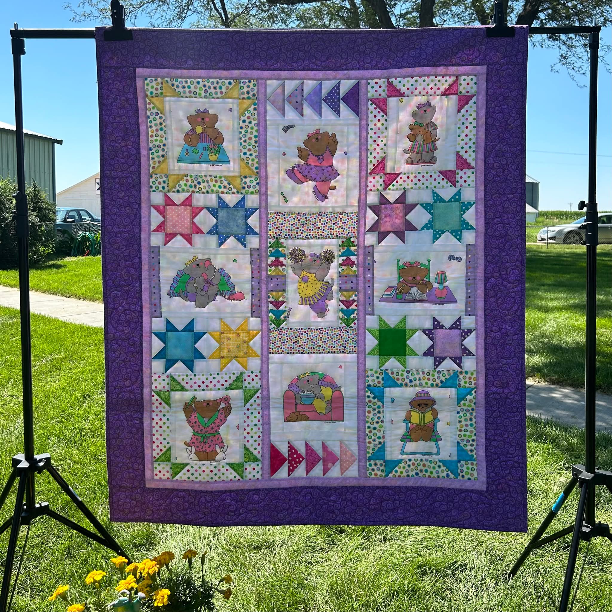 Purple Star Bears Quilt