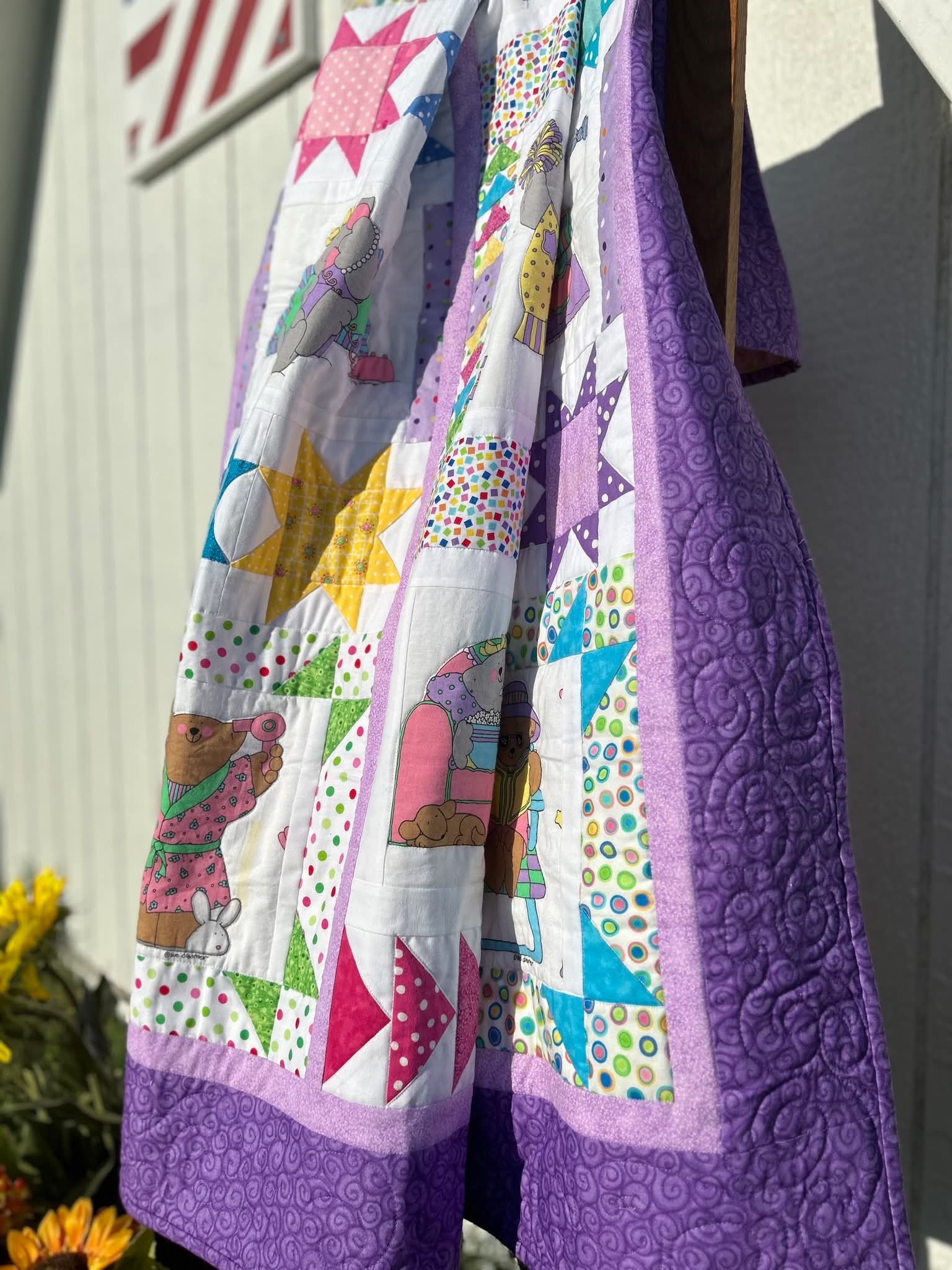 Purple Star Bears Quilt