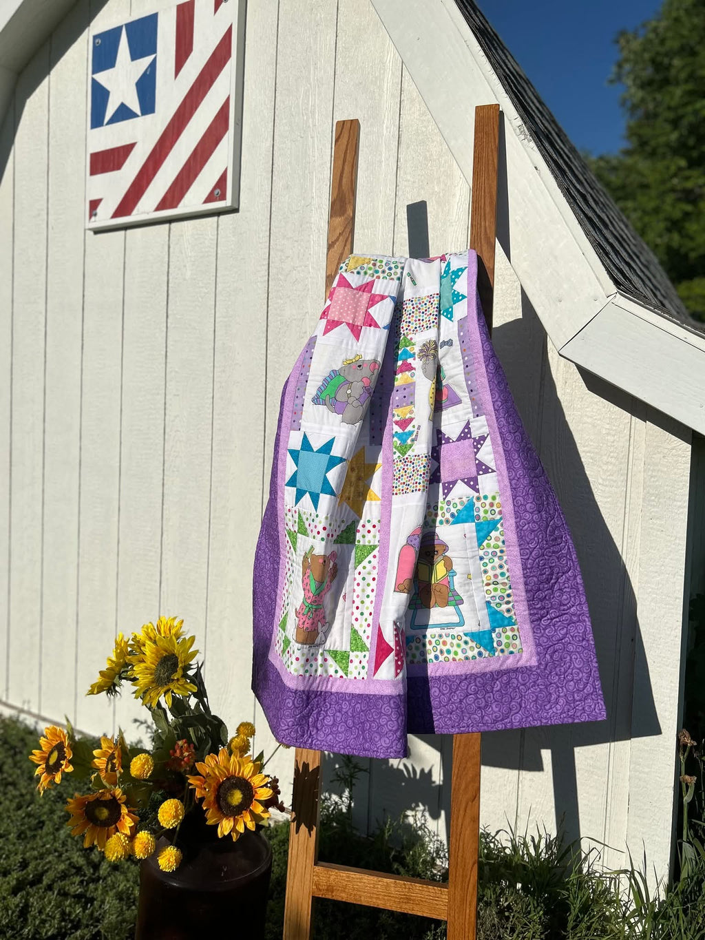 Purple Star Bears Quilt